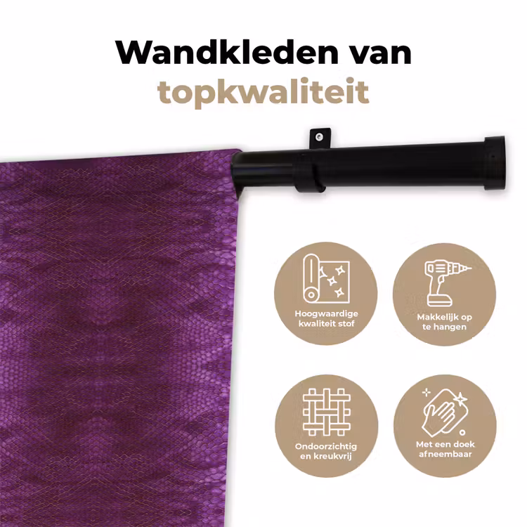Wandkleed - Slang - Boa - Paars - Roze — 3
