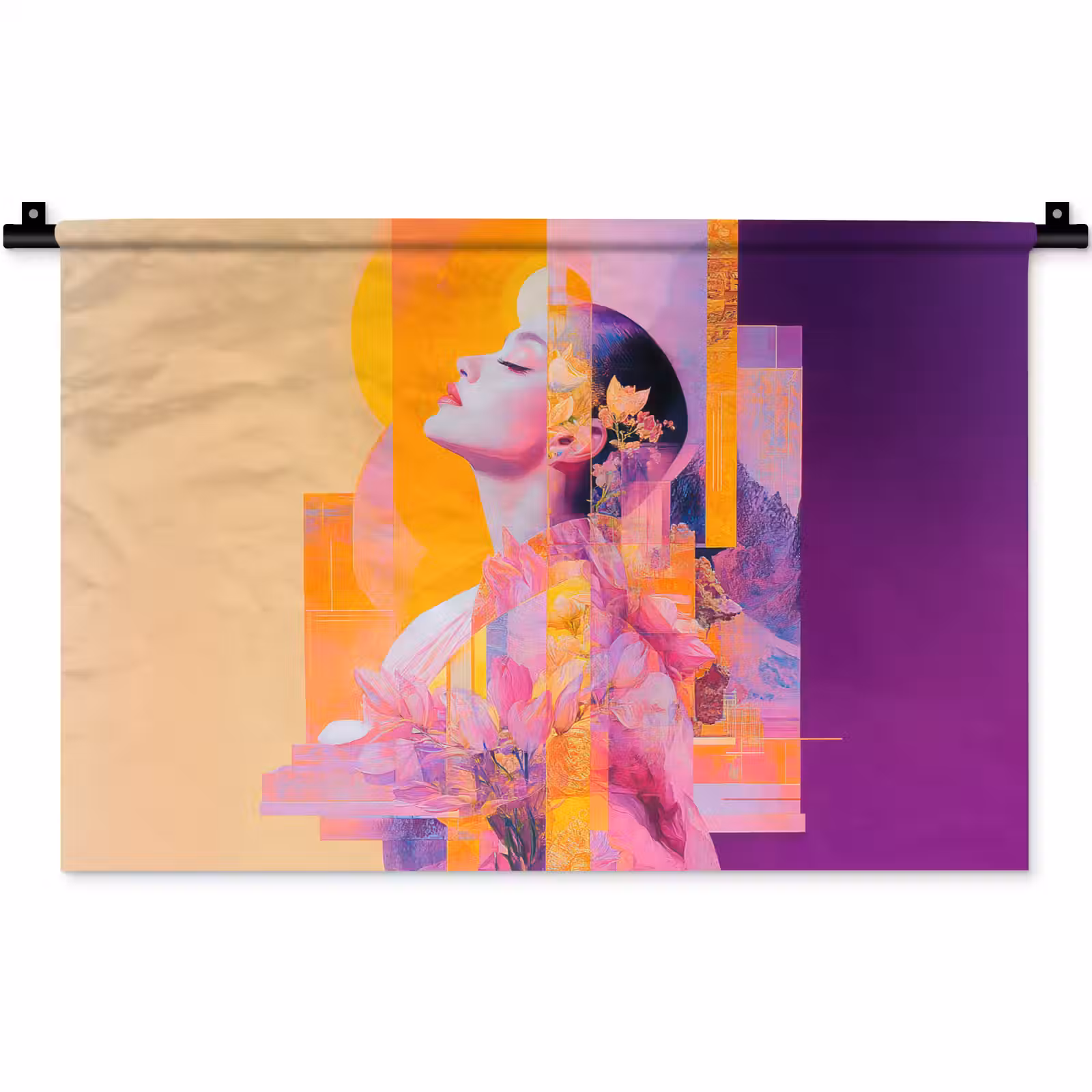 Wandkleed - Abstract - Portret - Vrouw - Kleurrijk — 1