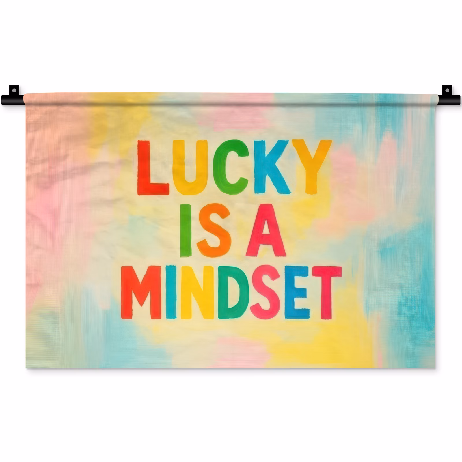 Wandkleed - Quote - Lucky - Regenboogkleuren — 1