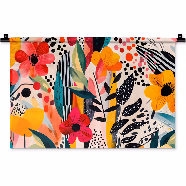 Wandkleed - Bloemen - Bladeren - Abstract - Kleurrijk — 1