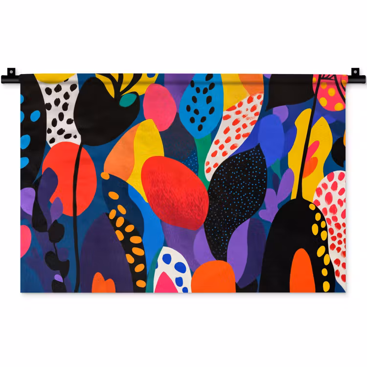 Wandkleed - Bloemen - Bladeren - Abstract - Rood — 1