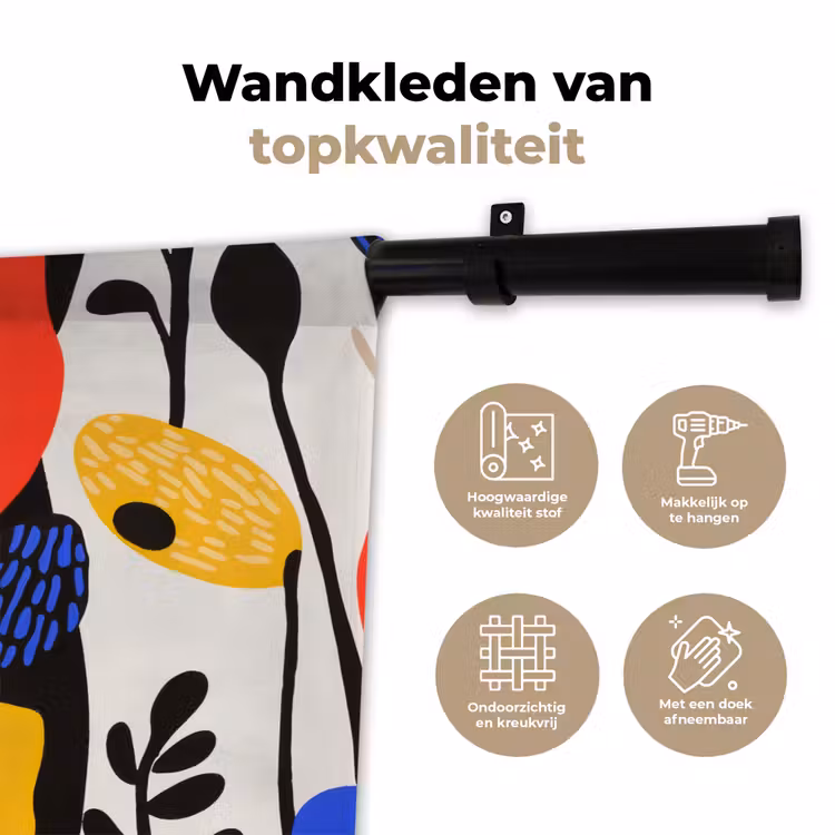 Wandkleed - Bloemen - Bladeren - Abstract - Zwart — 3