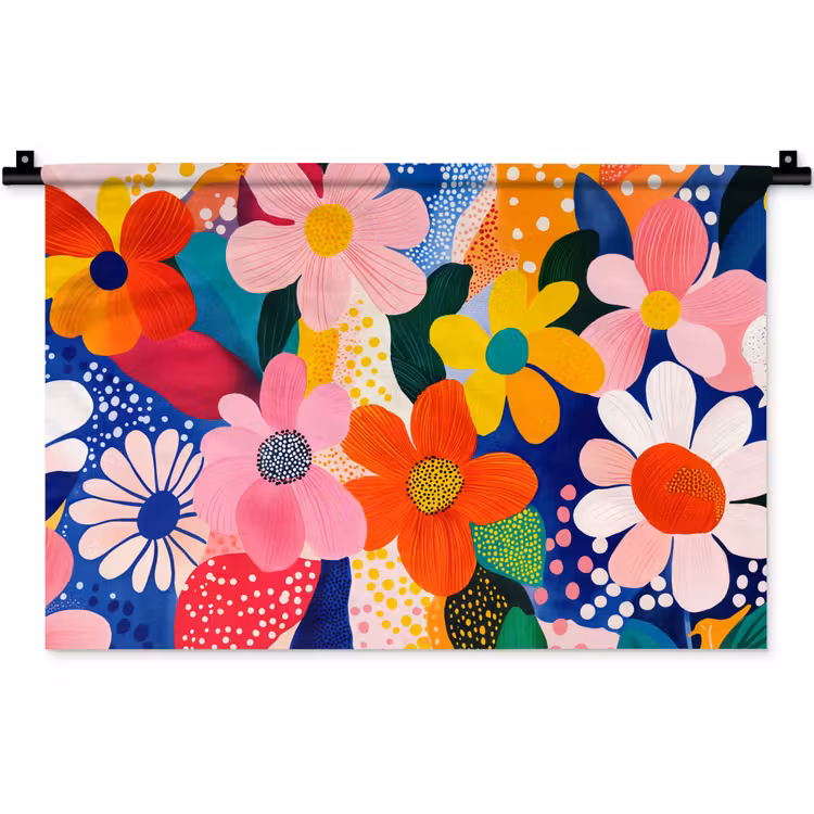Wandkleed - Bloemen - Kleurrijk - Stippen — 1