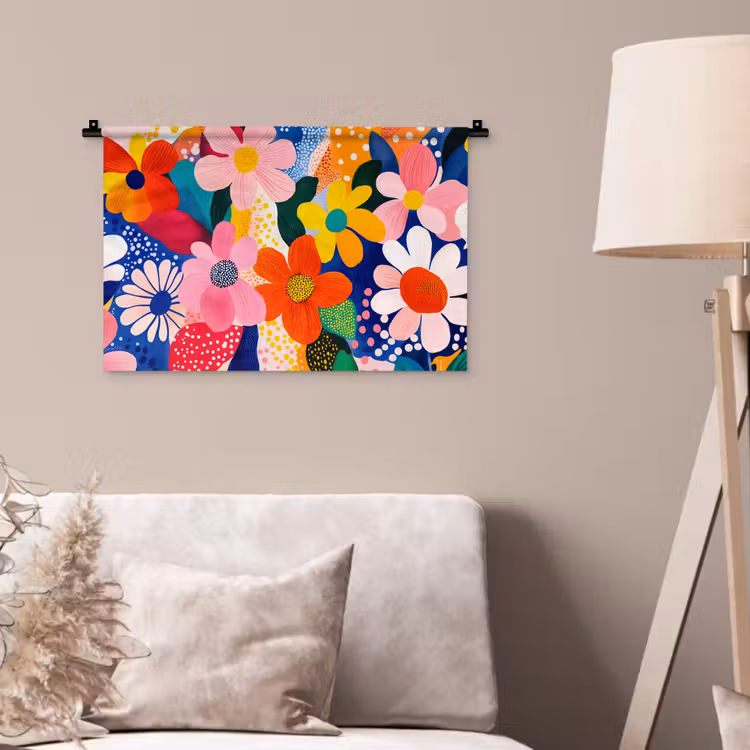 Wandkleed - Bloemen - Kleurrijk - Stippen — 2
