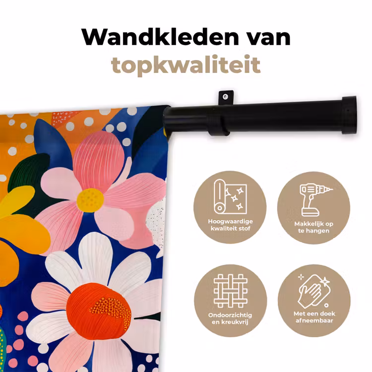 Wandkleed - Bloemen - Kleurrijk - Stippen — 3