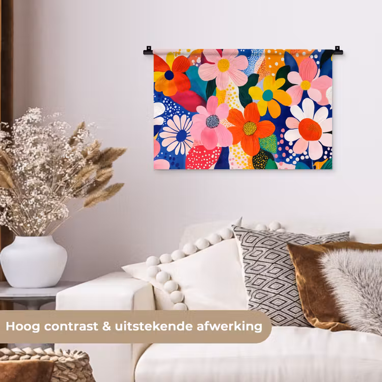 Wandkleed - Bloemen - Kleurrijk - Stippen — 4
