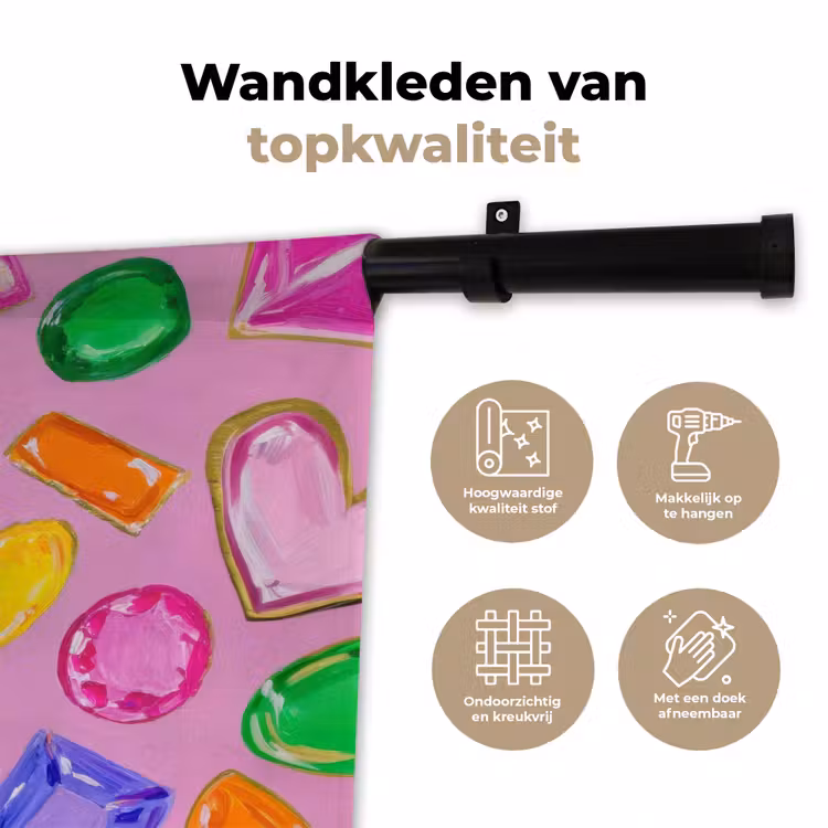 Wandkleed - Edelstenen - Vormen - Hartje - Kleurrijk — 3
