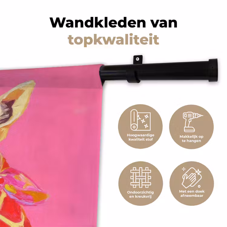 Wandkleed - Giraf - Roze - Bril - Sjaal — 3
