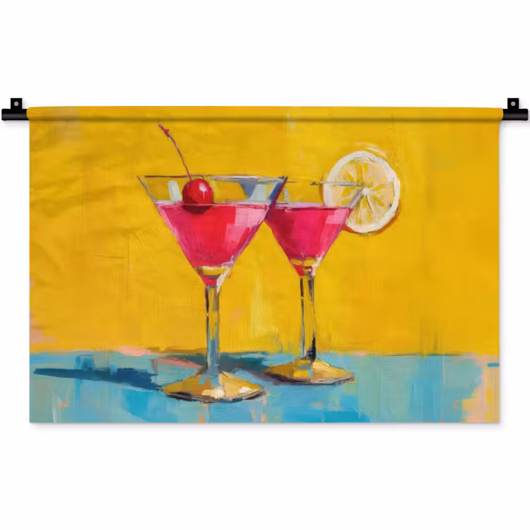 Wandkleed - Glazen - Cocktail - Citroen - Kers — 1