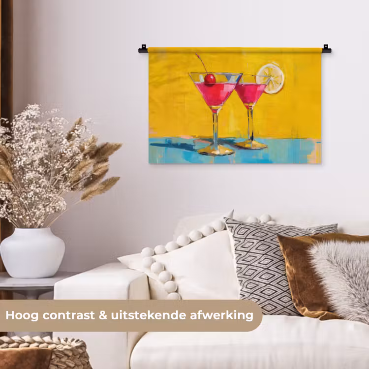 Wandkleed - Glazen - Cocktail - Citroen - Kers — 4