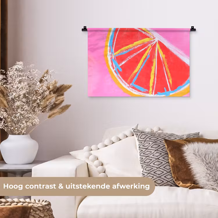 Wandkleed - Grapefruit - Geschilderd - Roze - Strepen — 4