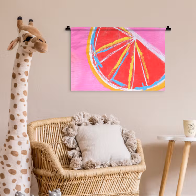 Wandkleed - Grapefruit - Geschilderd - Roze - Strepen — 5