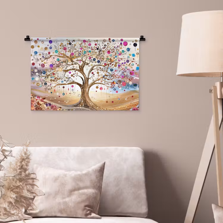 Wandkleed - Levensboom - Goud - Kleurrijk - Abstract - Aesthetic — 2