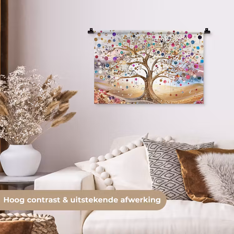 Wandkleed - Levensboom - Goud - Kleurrijk - Abstract - Aesthetic — 4