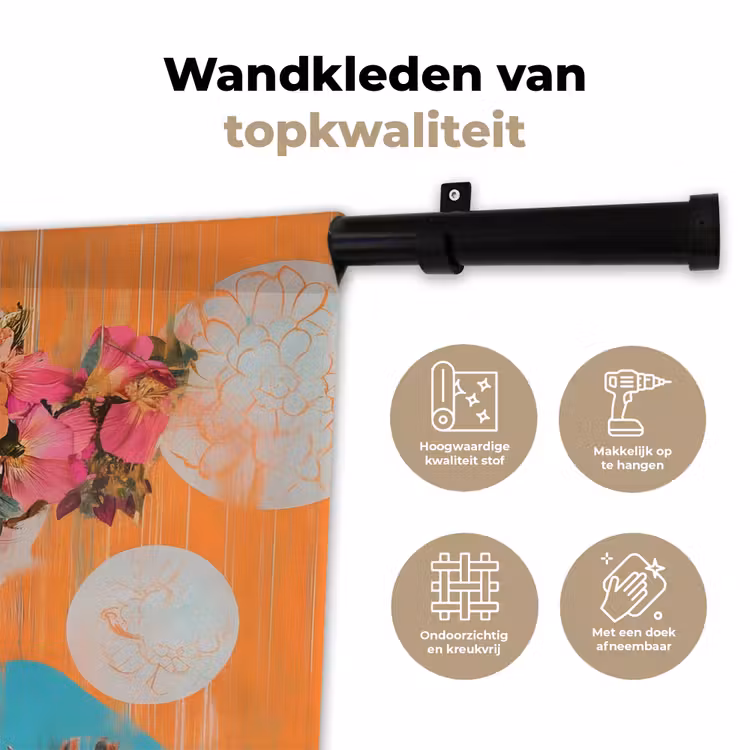 Wandkleed - Portret - Vrouw - Abstract - Bloemen — 3
