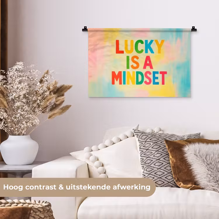 Wandkleed - Quote - Lucky - Regenboogkleuren — 4