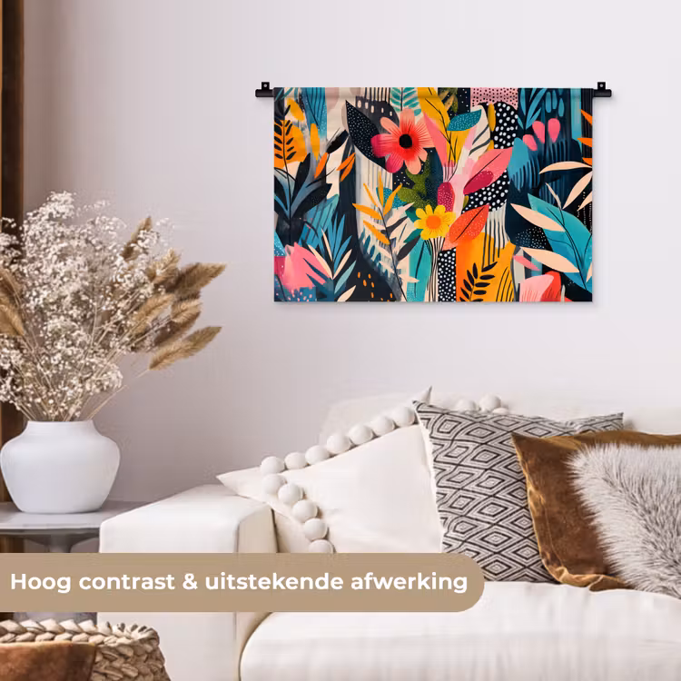 Wandkleed - Schilderij - Abstract - Bloemen - Roze — 4