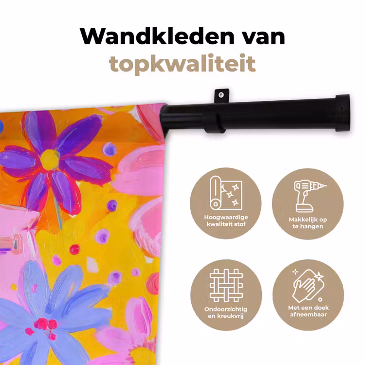 Wandkleed - Tas - Roze - Bloemen — 3