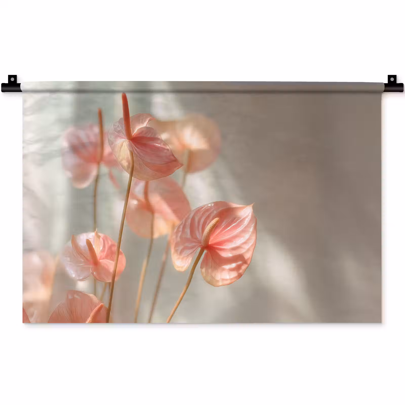 Wandkleed - Bloemen - Stelen - Roze - Schaduw — 1