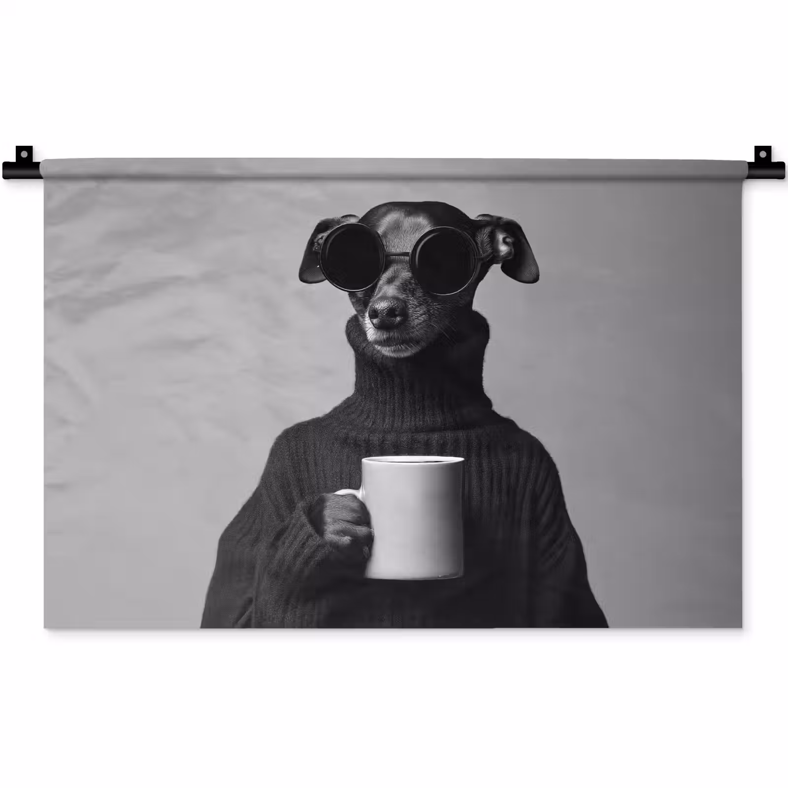 Wandkleed - Coltrui - Hond - Bril - Mok — 1