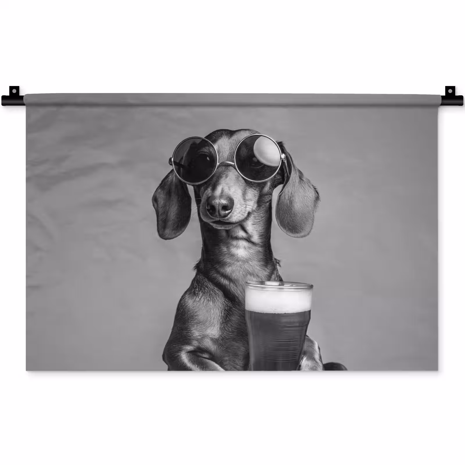 Wandkleed - Teckel - Bier - Glas - Bril — 1