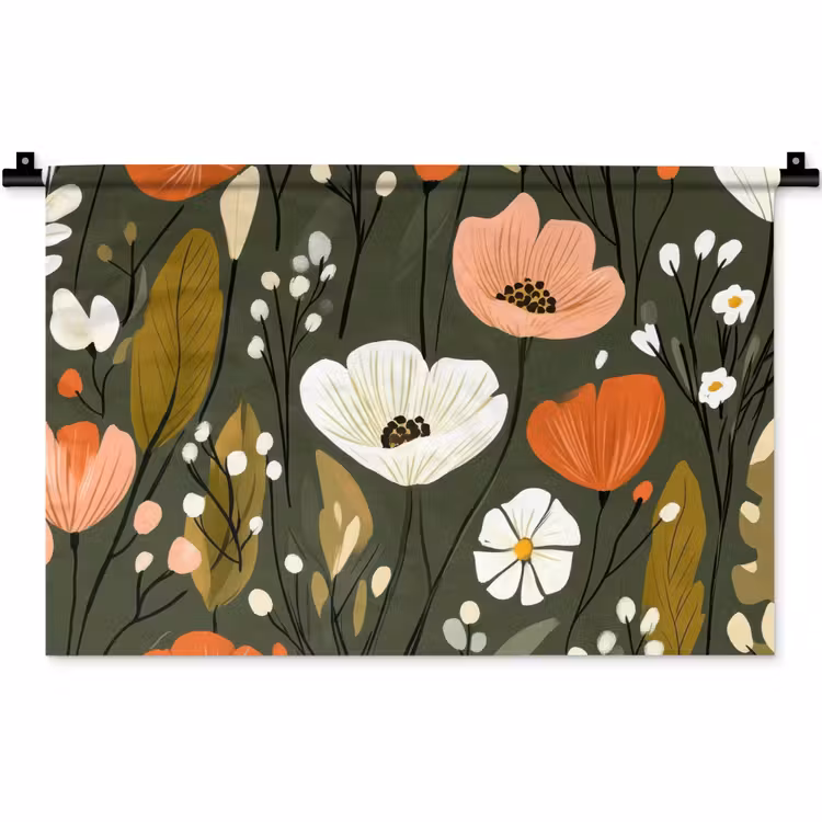 Wandkleed - Bloemen - Illustratie - Groen — 1