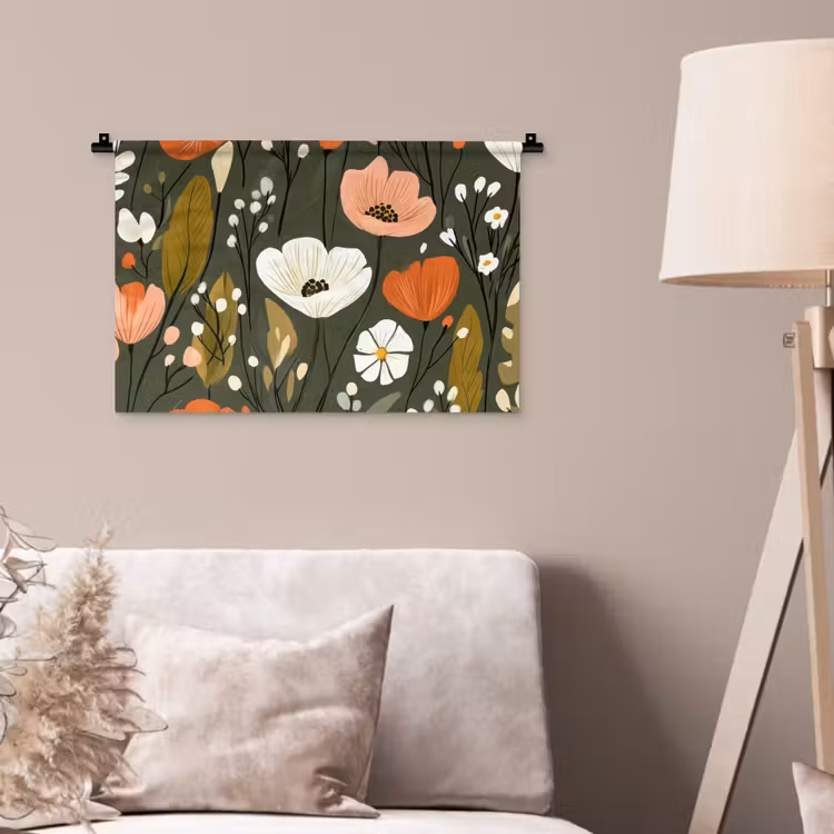 Wandkleed - Bloemen - Illustratie - Groen — 2
