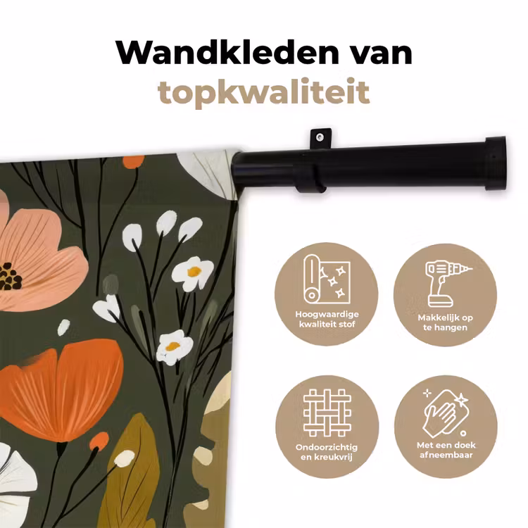 Wandkleed - Bloemen - Illustratie - Groen — 3