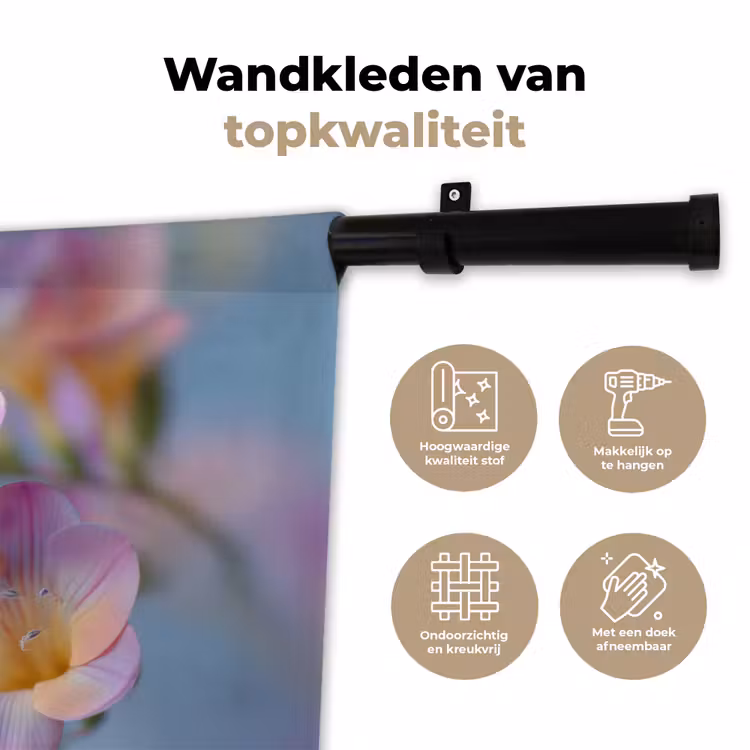 Wandkleed - Bloemen - Paars - Overloop - Meeldraden — 3