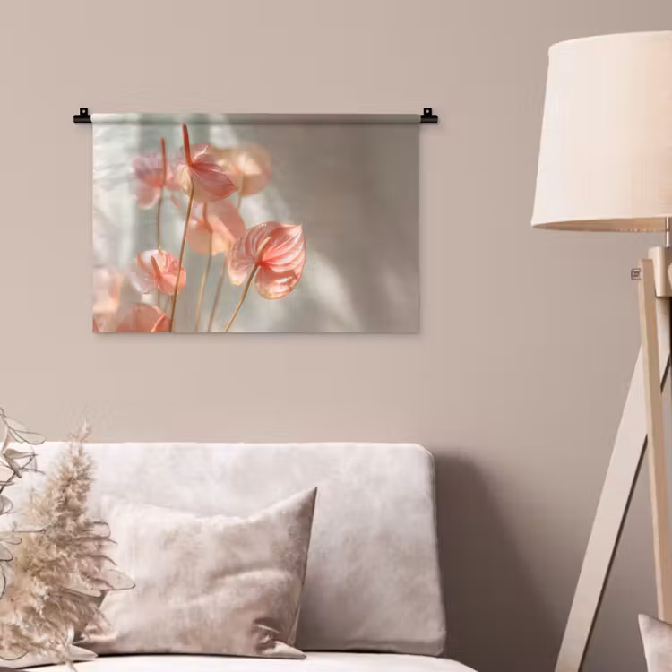 Wandkleed - Bloemen - Stelen - Roze - Schaduw — 2