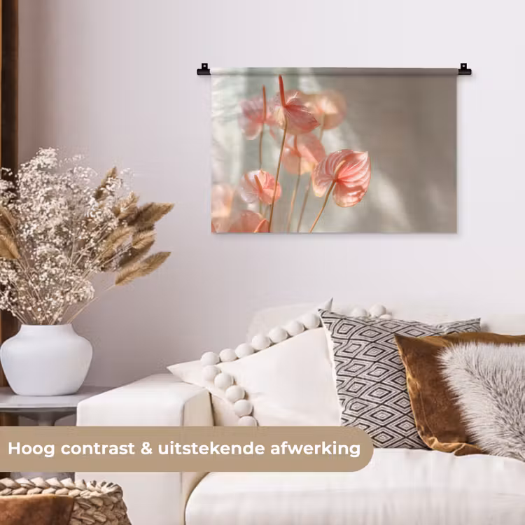 Wandkleed - Bloemen - Stelen - Roze - Schaduw — 4