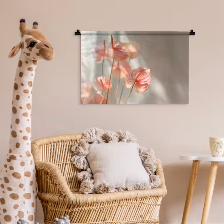 Wandkleed - Bloemen - Stelen - Roze - Schaduw — 5