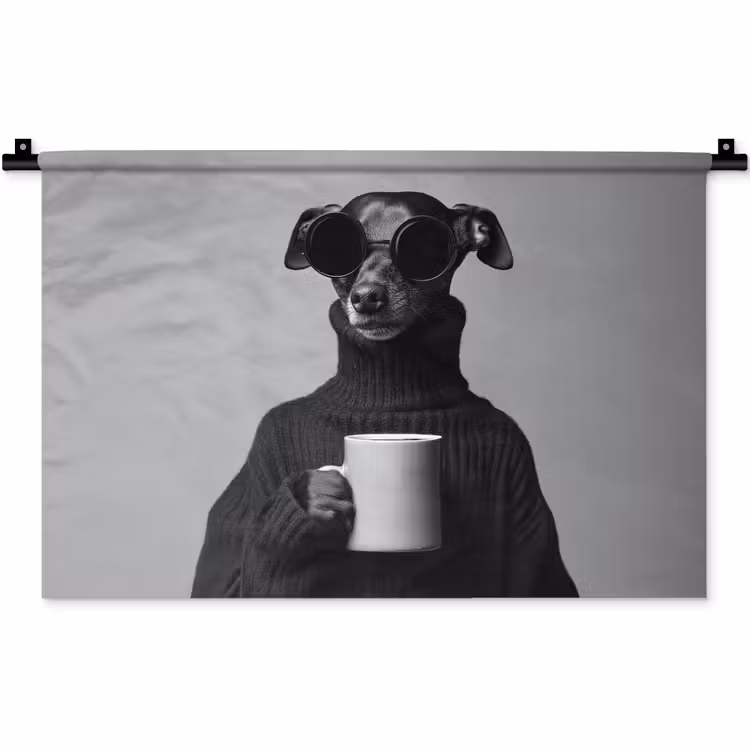 Wandkleed - Coltrui - Hond - Bril - Mok — 1