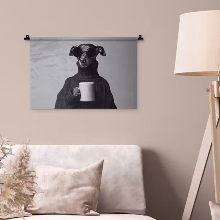 Wandkleed - Coltrui - Hond - Bril - Mok — 2