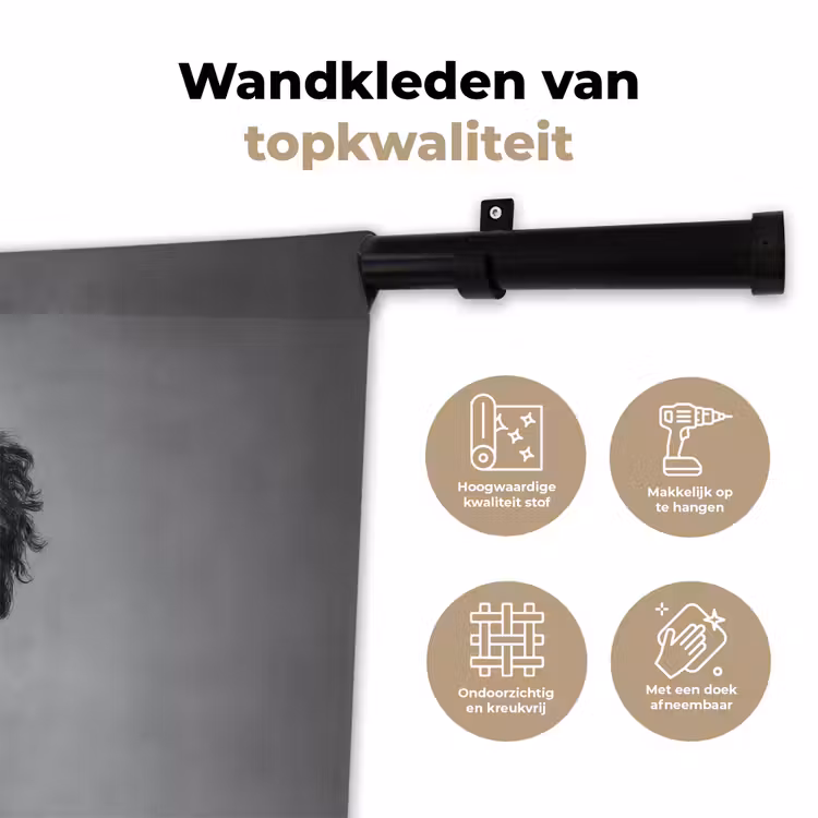 Wandkleed - Hond - Krullen - Zonnebril - Wijn — 3