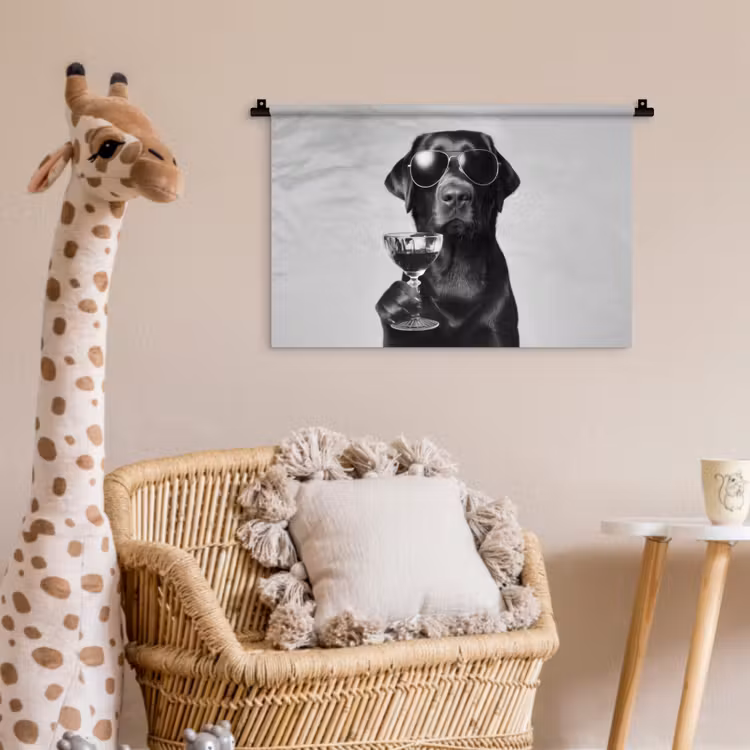 Wandkleed - Hond - Zwart - Wijnglas - Zonnebril — 5