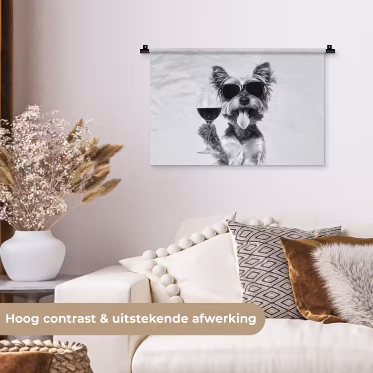 Wandkleed - Hondje - Wijnglas - Zonnebril - Enthousiast — 4