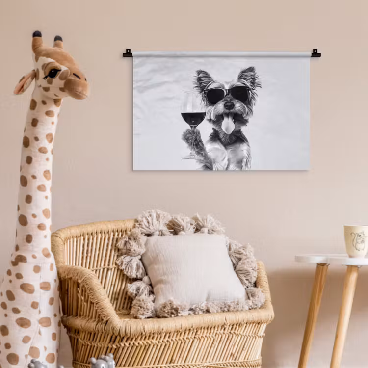 Wandkleed - Hondje - Wijnglas - Zonnebril - Enthousiast — 5