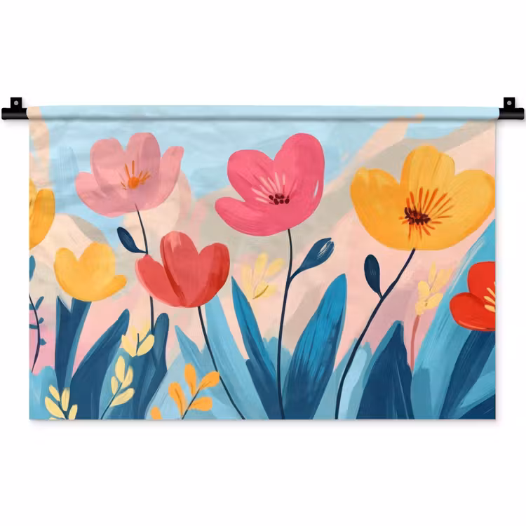 Wandkleed - Illustratie - Bloemen - Kleurrijk — 1