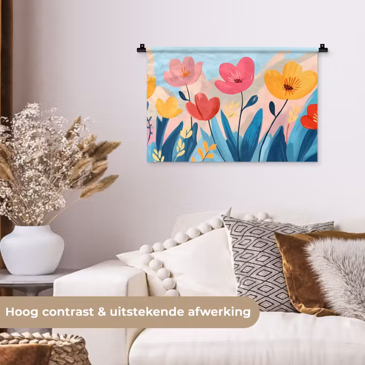 Wandkleed - Illustratie - Bloemen - Kleurrijk — 4