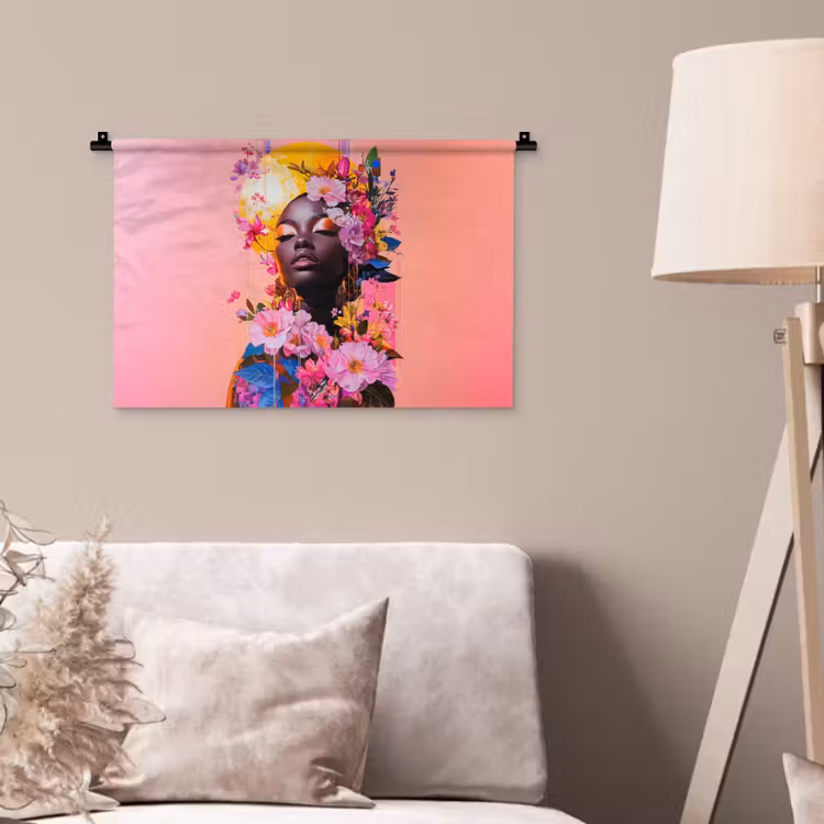 Wandkleed - Kleurrijk - Bloemen - Vrouw - Zon — 2