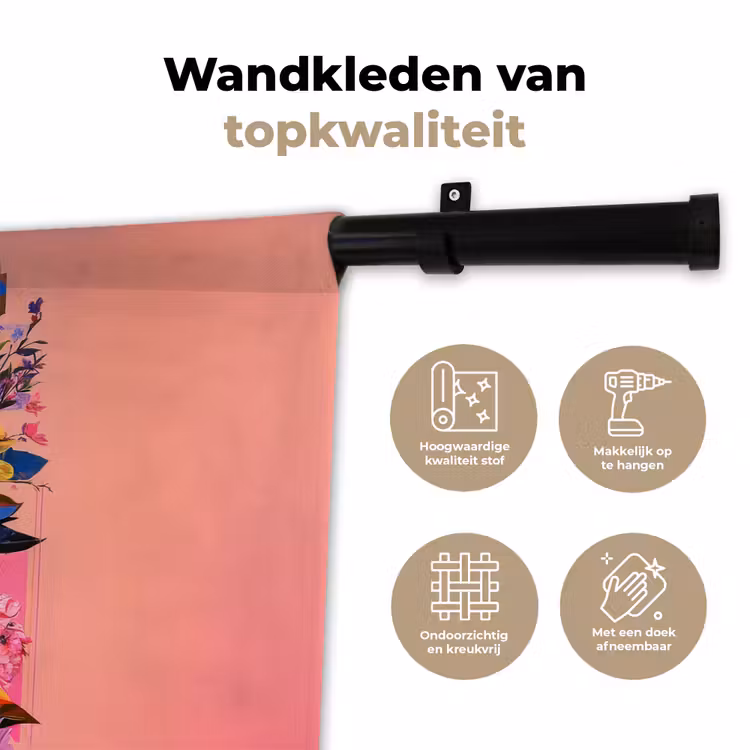 Wandkleed - Kleurrijk - Bloemen - Vrouw - Zon — 3
