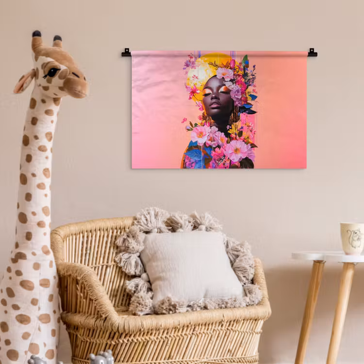 Wandkleed - Kleurrijk - Bloemen - Vrouw - Zon — 5