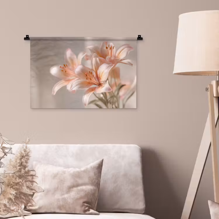 Wandkleed - Lelies - Meeldraden - Roze - Wazig — 2