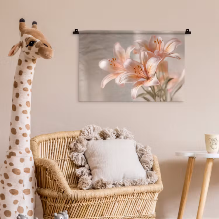 Wandkleed - Lelies - Meeldraden - Roze - Wazig — 5