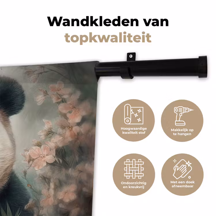 Wandkleed - Panda - Dieren - Bloemen - Planten — 3