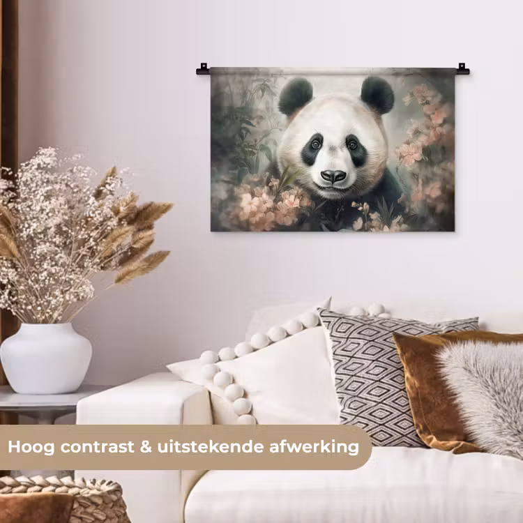 Wandkleed - Panda - Dieren - Bloemen - Planten — 4