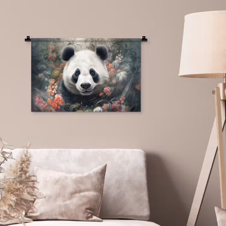 Wandkleed - Panda - Wilde dieren - Bloemen - Natuur — 2