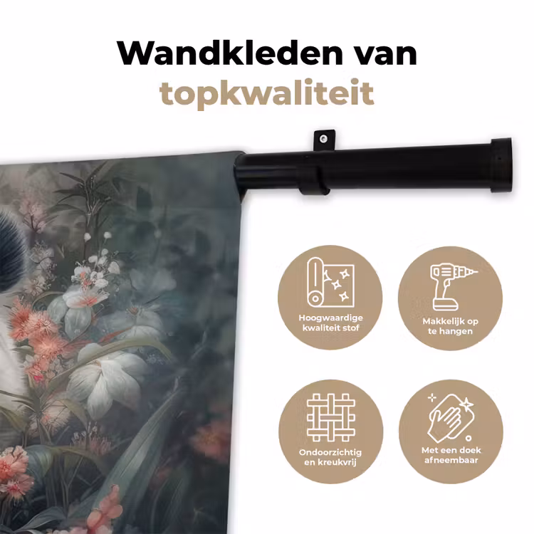 Wandkleed - Panda - Wilde dieren - Bloemen - Natuur — 3