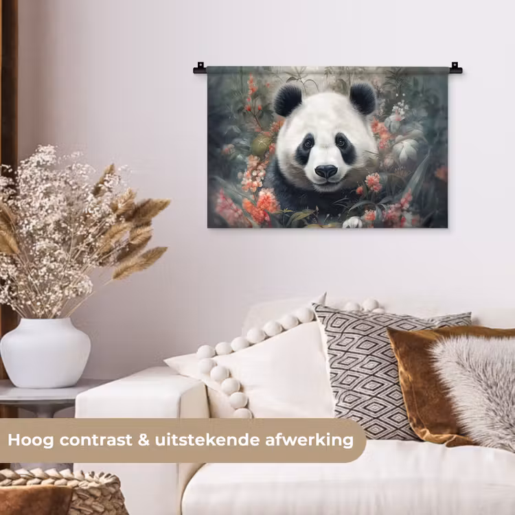 Wandkleed - Panda - Wilde dieren - Bloemen - Natuur — 4